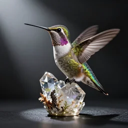 hummingbird crystal, studio photograph