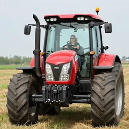 woman drive a huge tractor.