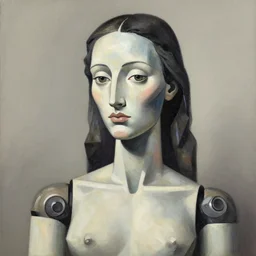 portrait of a female android by pablo picasso
