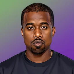 A beautiful portrait of Kanye West, frontal, digital art by Eugene de Blaas and Ross Draws, vibrant color scheme, highly detailed, in the style of romanticism