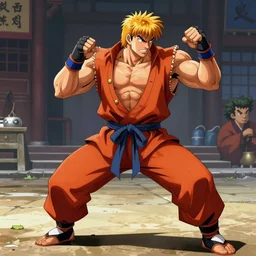 ken from street fighter 2 doing the shinryuken move in the style of rembrandt