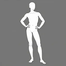 man standing with hands on his hips, viewed in three quarters, digital sketch, figure drawing, pose reference, drawing study,