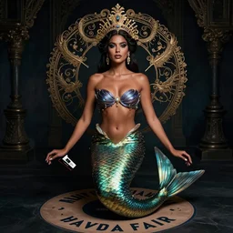( ( portrait of mermaid ) ), zoom, rule of thirds, atmosphere, intricate, vogue, regal, vanity fair, attractive, brown skin, latinas, symmetrical!!, makeup, loreal, maybelline, sephora, loreal, artstation, art by artgerm and gonzalo ordonez arias, moody, concept art, filmic, vsco