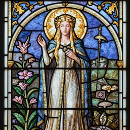 cate blanchett as galadriel, stained glass, art nouveau,