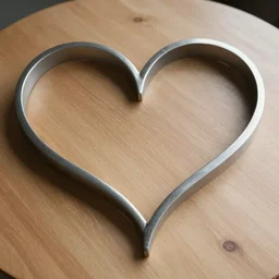 two heart modern sculpture, on the table, artwork, top view,