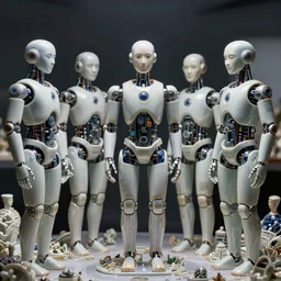 we aren't convolutional neural networks but are we recurrent neural networks, this is how we learn, organic humanoid robots made of porcelain, photorealistic by michael komarck, greg rutkowski, victo ngai, artgerm, willem claesz heda and j. dickenson