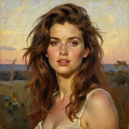 Painting of Cindy Crawford. Art by william adolphe bouguereau. During golden hour. Extremely detailed. Beautiful. 4K. Award winning.