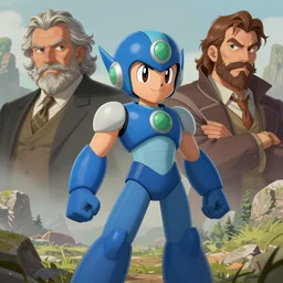 Megaman as a fantasy D&D character, portrait art by Donato Giancola and James Gurney, digital art, RPG portrait, unreal 5, trending on artstation