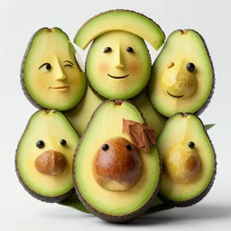 famous faces made from avocados, realistic, detailed