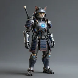 Renovatio portrait cat samurai cyberpunk, high detail, high modernization, full body, ultra mega super hyper realistic