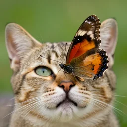 butterfly on cats nose