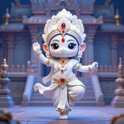 cute kawaii white hindu girl wearing intricate hindu accessories and clothes dancing in front of a temple by greg rutkowski, digital art, blue lighting trending on artstation, hd, 8 k, highly detailed, good lighting, beautiful, epic, masterpiece