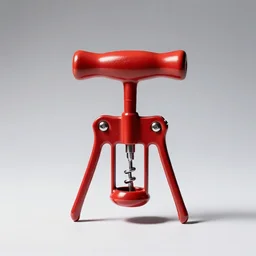 ruby red corkscrew, professional product shot, isolated on a pure white background, centered, entire object in frame, sharp focus, soft studio lighting