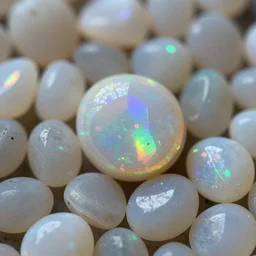 a close up of a bunch of opalite stones, a hologram by edith lawrence, tumblr, holography, irridescent, made of crystals, holographic