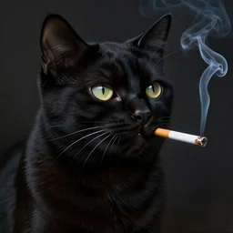 a portrait of a black cat smoking a cigarette fantasy intricate cinematic lighting highly detailed digital painting artstation concept art smooth