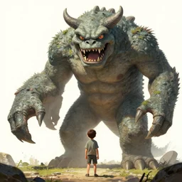 concept art, kid versus giant monsters, fine detail, trending on artstation, sylvain sarrailh