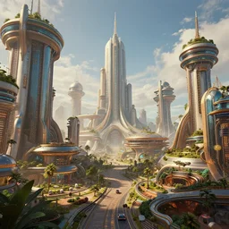 futuristic solarpunk afrofuturist city, hyperdetailed, artstation, cgsociety, 8 k