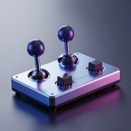 atari cx 4 0 joystick, synthwave, 8 k render, shiny reflective materials, product shot