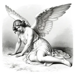 fallen angel, illustration by Gustave Dore, high resolution