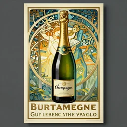 vintage poster pur champagne. art nouveau, french, realistic, cheerful, art work by leonetto cappiello