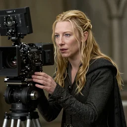 young cate blanchett ( galadriel ) in a scene of lord of the rings ( 2 0 0 2 ), filmed by andrew lesnie with arriflex 4 3 5 camera