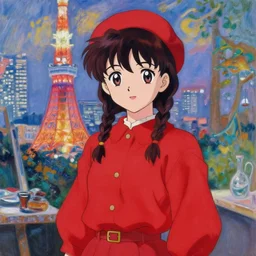 medium shot portrait, a cute red outfit, tokyo anime scener, very anime in impressionist style, anime trending artwork, anime painter studio, by claude monet