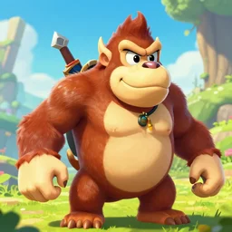 an in game portrait of donkey kong from the legend of zelda breath of the wild, breath of the wild art style.