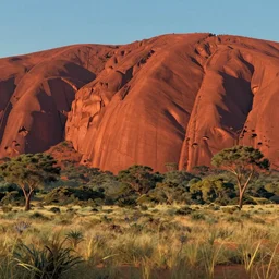 australia ayers rock, uluru landscape, by hayao miyazaki, studio ghibli