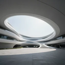 wide view, biophilic architecture, minimalist parametric structures, futurist, utopian, open to sky
