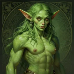 portrait of emilia clarke as a goblin, d & d, muscular! green, fantasy, intricate, elegant, highly detailed, digital painting, artstation, concept art, smooth, sharp focus, illustration, art by artgerm and greg rutkowski and alphonse mucha