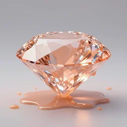 a juicy ( peach color ) ( museum quality ) diamond on display. peach juice drips leaks the diamond and surrounds the bottom. product lighting, digital art