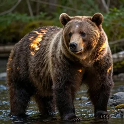 human! bear werecreature, photograph captured at woodland creek