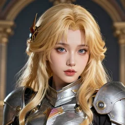 studio portrait of lawful good colorful female holy mecha paladin absurdly beautiful, elegant, cute blonde gravure idol, ultrafine hyperrealistic detailed face illustration by kim jung gi, highly detailed faces, intricate linework, sharp focus, bright colors, matte, octopath traveler, unreal engine 5 highly rendered, global illumination, radiant light, intricate environment