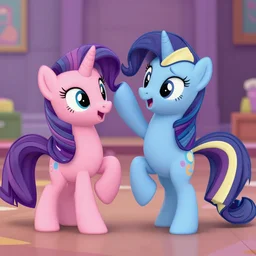 still of My Little Pony dancing and fighting in the Pixar Movie directed by John Lasseter, cinematic shot, parody movie bloopers, 3D animated realistic rendered scene
