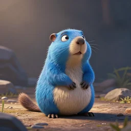 A cartoonish blue Gopher