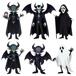 CGI gothic lisa frank rockstar vampire bat kraken ghost character design sheets for halloween splat fests in splatoon by nintendo with Jamie Hewlett and genndy tartakovsky as the lead designers