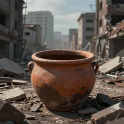 a pot in a ruined city, stylized, artgerm, artstation, hd, cgsociety, cgi, realistic, dramatic, cinematic, artistic, trending, detailed, a pot in a ruined city, stylized, artgerm, artstation, hd, cgsociety, cgi, realistic, dramatic, cinematic, artistic, trending, detailed, a pot in a ruined city,
