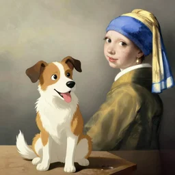 dog by moebius and atey ghailan by james gurney by vermeer by George Stubbs in the of style anime vibrant