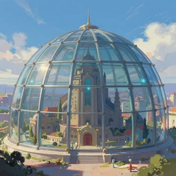 concept art by jama jurabaev, cel shaded, cinematic shot, trending on artstation, high quality, brush stroke, vibrant colors, glass dome sky, soft lighting, intricate details, cgsociety, animation scene, atmospheric illumination effect