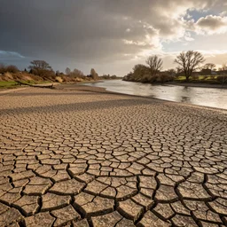 dried up riverbed of the river stour in canterbury, in a drought