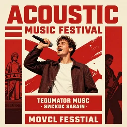 acoustic music festival poster, communist propaganda style, 8K HD