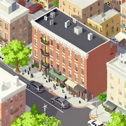 nyc west village street isometric view