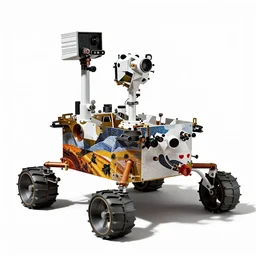 mosaic lunar rover, professional product shot, isolated on a pure white background, centered, entire object in frame, sharp focus, soft studio lighting