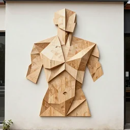 abstract human body, Fine Art, Street Art, Mural, Origami, Wet-Folding, Wood-Carving