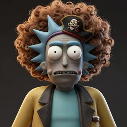 rick and morty fused with a lovecraft even fatter space zombie wearing a exploding wig and a pirate patch, laser eye, photo, portrait, 3 d, high details, intricate details, by vincent di fate, artgerm julie bell beeple, 9 0 s, smooth gradients, octane render, 8 k, volumetric lightning, high contrast, duo tone, depth of field, very coherent symmetrical artwork