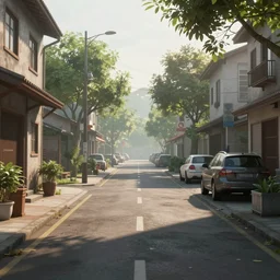 a quiet and clean street in the morning, unreal engine 5, extremely detailed, sharp focus, trending on artstation, cinematic lighting, digital art