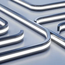 endless loop, octane renderer, trending on artstation, high quality materials, glossy, led light stripes, highkey, photorealistic