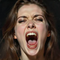 screaming face of woman, art by bill plympton