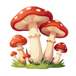 psychedelic mushrooms wide angle shot, white background, vector art, illustration by salvador dali