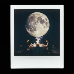 underwater smoke tea party on the moon photo polaroid